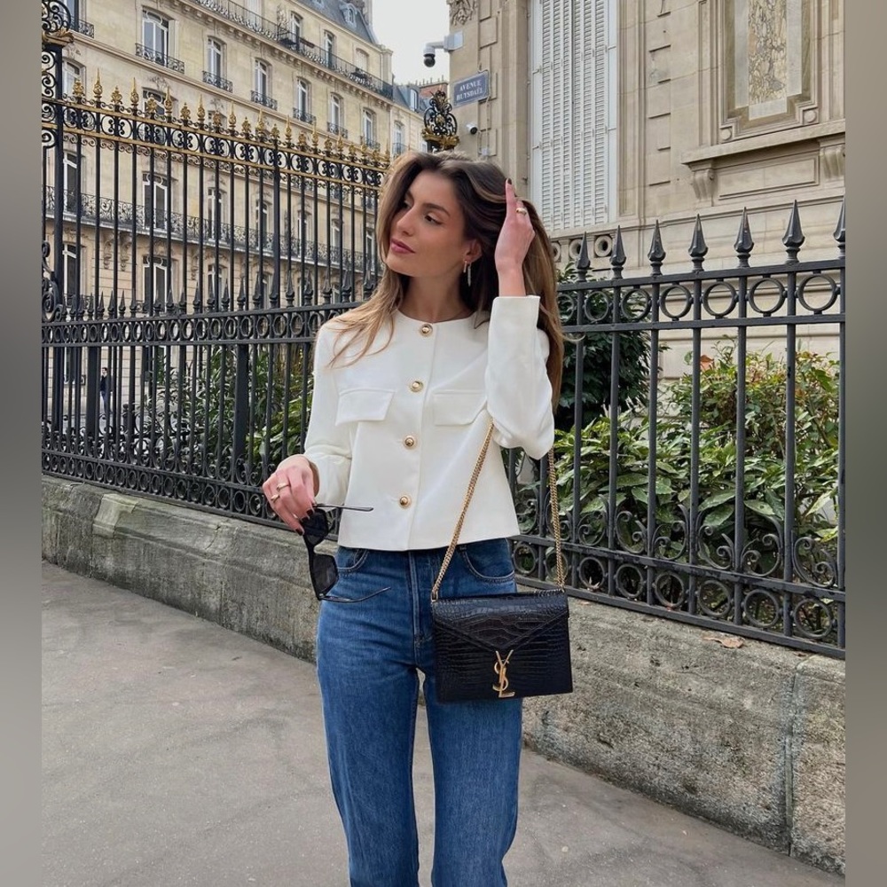 ✨ZARA NWT GOLD BUTTON CROPPED BLAZER ✨